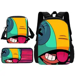 Anime Games 3 pcs set Child School Backpack With Shoulder Bag Pencil Stars-Leon Bags School Bags for Boys Girls Best Gift