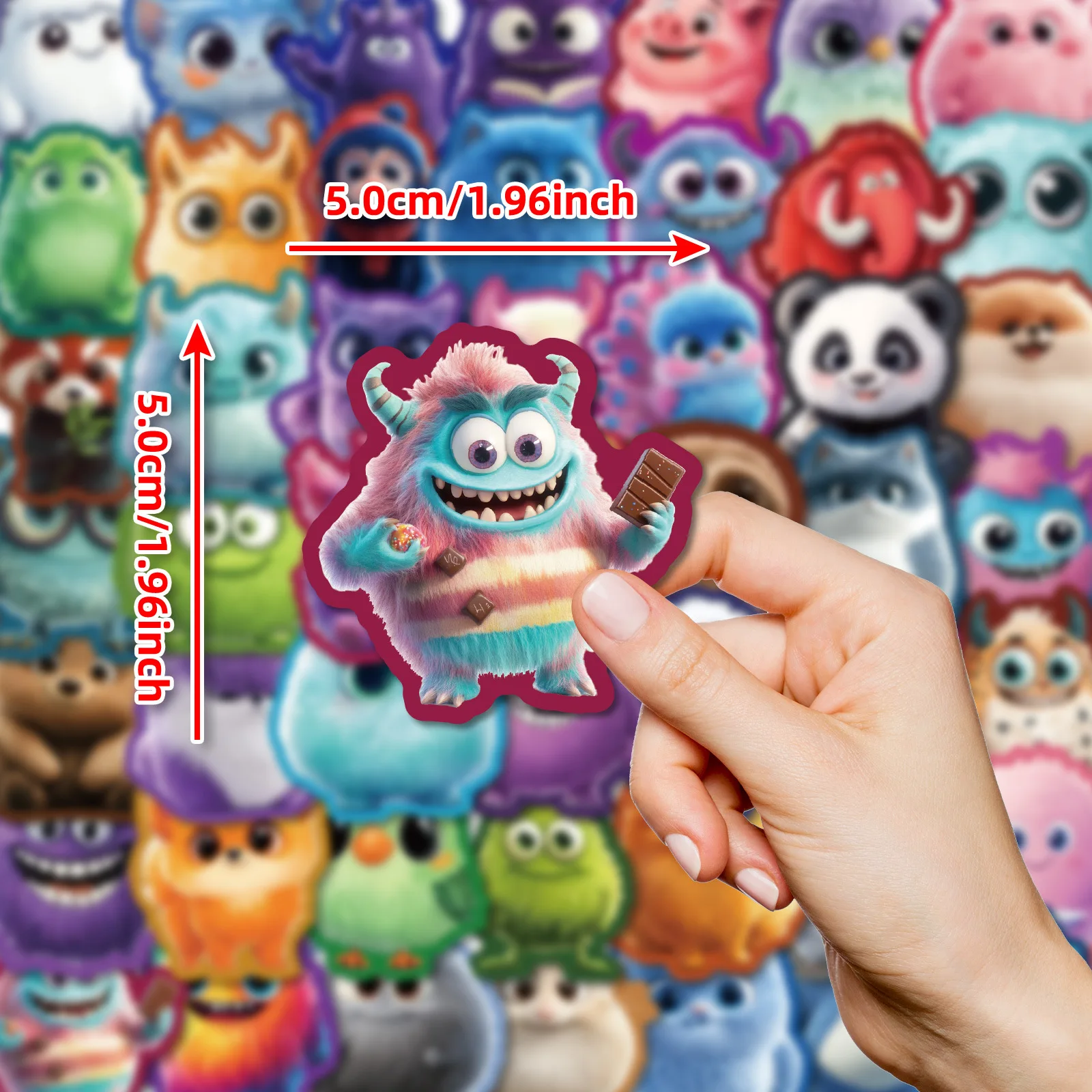 10/50 قطعة Kawaii فروي دمية الكتابة على الجدران ملصقات الكرتون الوحش DIY بها بنفسك اللعب سر لزجاجة سجل القصاصات حقيبة السفر الشارات الجمالية