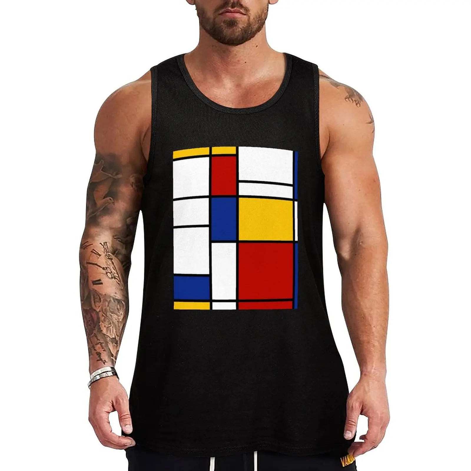 De Stijl #2 (Mondrian Inspired) Tank Top t-shirt for man Japanese t-shirt t-shirts for Men's gym