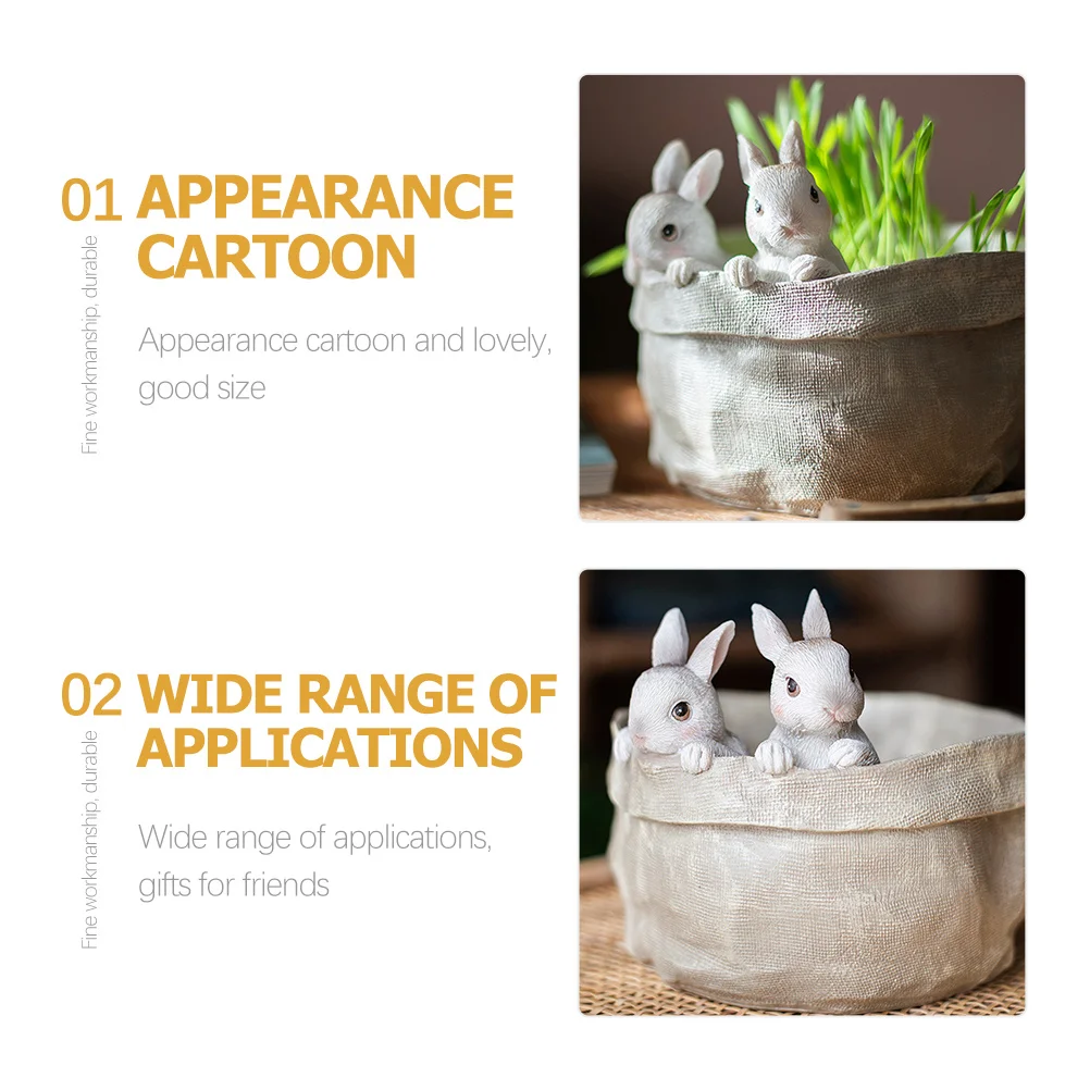 

Cute Bunny Planter Made of Resin Small Rabbit Flower Pot Ideal for Desktop Home Office Garden Decoration Bunny Planter