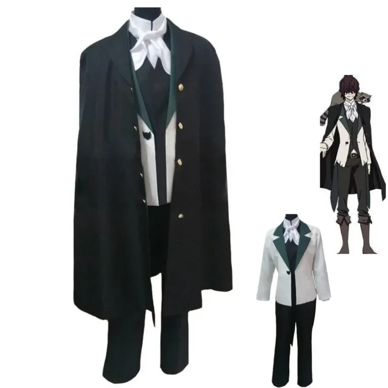 Anime Bungo Stray Dogs Edgar Allan Poe Cosplay Costume Detective Uniform Windbreaker Coat Man Carnival Party Swallowtail Suit