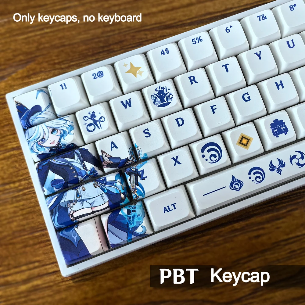 Genshin Impact Keycaps Furina Wriothesley Neuvillette PBT Material Keycaps For ANSI Mechanical Keyboard XDA Profile Only Keycaps