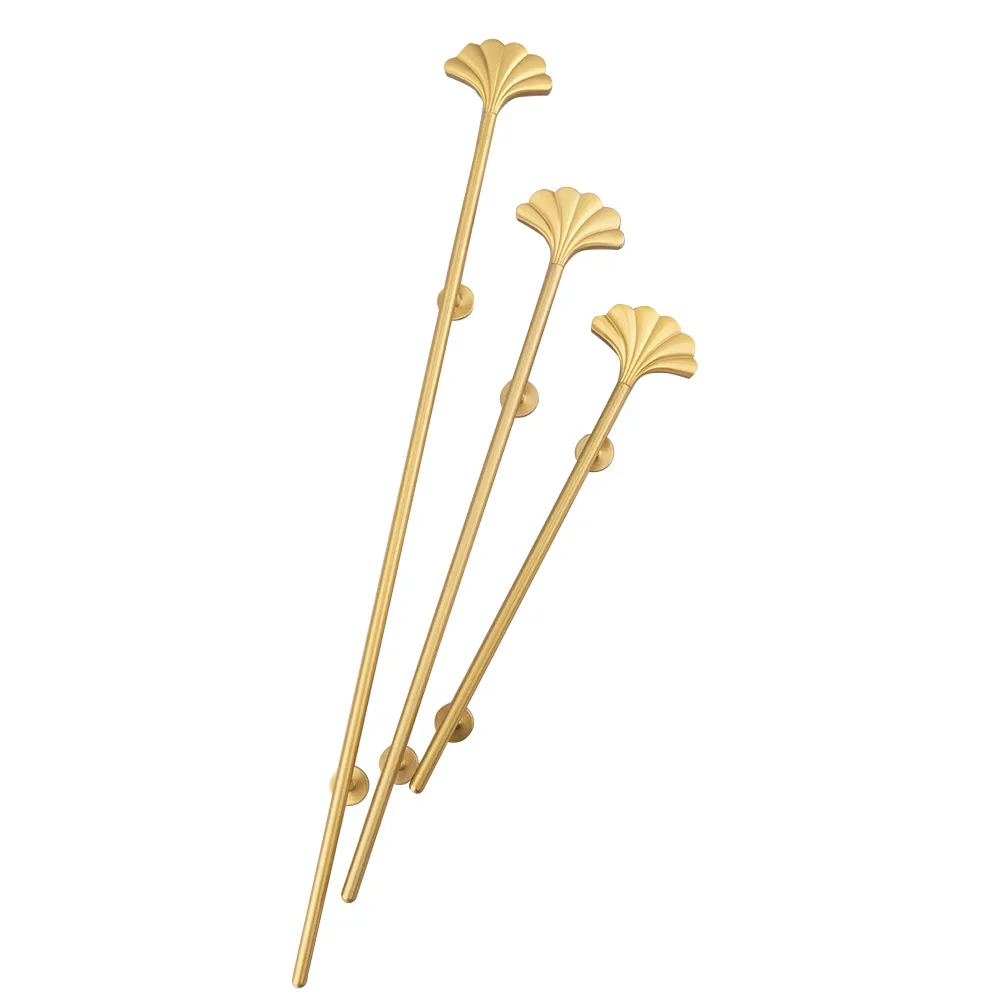 

Personalized pure brass wardrobe door handle hardware cabinet drawer handle minimalist light luxury ginkgo biloba French handle