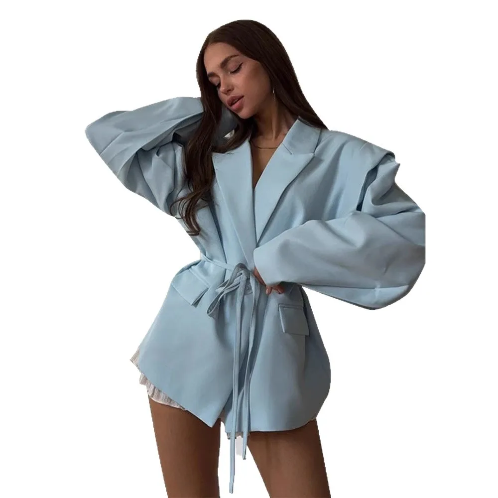 New style suit jacket for women with a high-end feel, featuring a waist cinching and lace up design