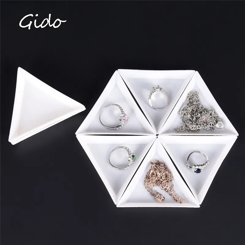 5Pcs Plastic Triangular Tray Rhinestone Diamond Storage Box Plate DIY Tools