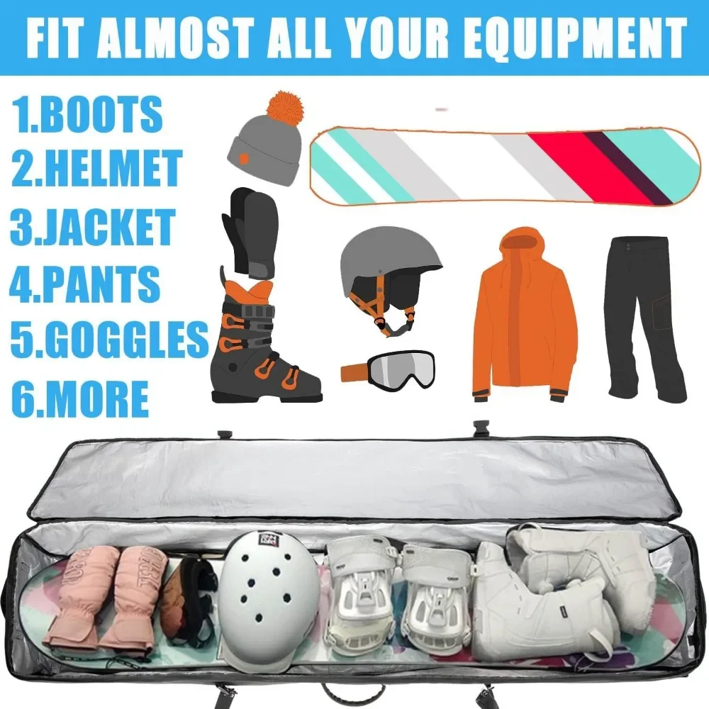 Snowboard Bag with Wheels,Heavy Duty 600D Polyester Oxford Wear-Resistant,Padded Snowboard Bag for Single Snowboard.