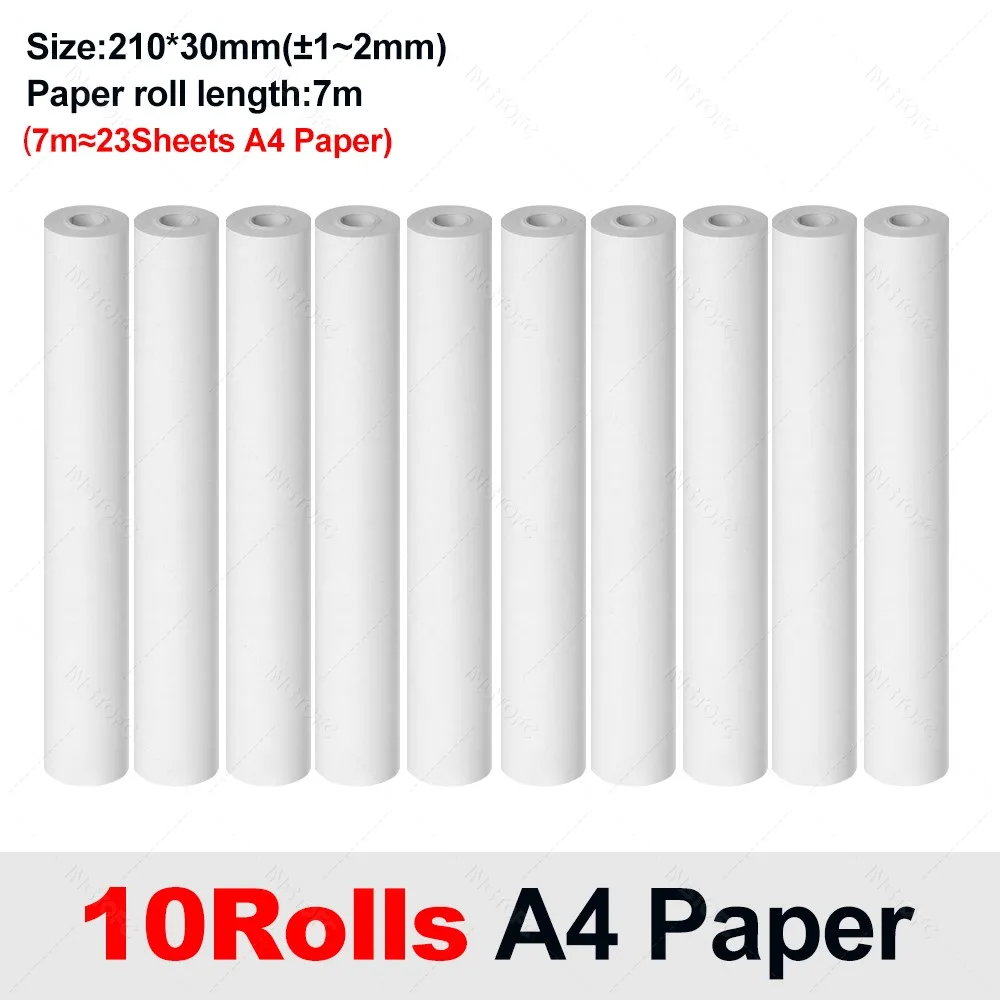 A4 Thermisch Papier 20 Rollen Thermisch Printpapier 210*30mm voor A4 Draadloze Bluetooth A40 Printer Papierrollen sneldrogend - afbeelding 1