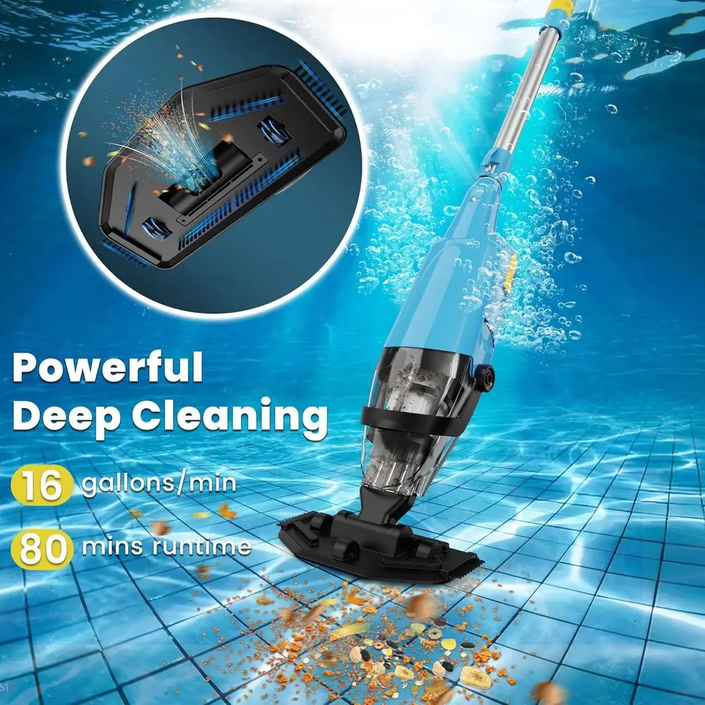 Aspirapolvere wireless per piscina fuori terra: ricaricabile, di lunga durata, efficiente per la rimozione di sabbia e detriti