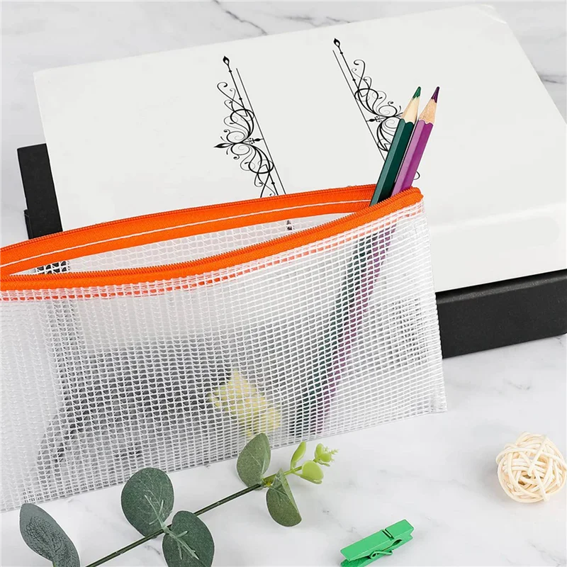 108Pcs Mesh Document Bag,Clear Pencil Case Wallets Folders Waterproof Travel Storage Pouch 12 Colours