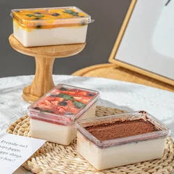 50Pcs Tiramisu Cake Box with Lid Rectangle Mousse Cake Dessert Packaging Boxes For Wedding Birthday Party DIY Baking Supplies