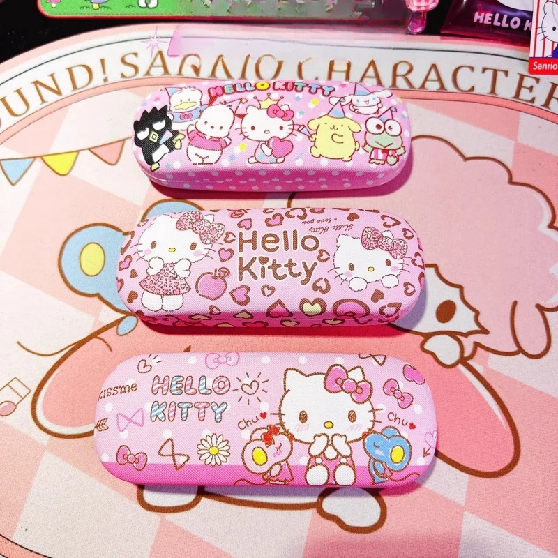 Sanrio Stitch Hello Kitty Glasses Case Children Students Anti Drop Glasses Storage Box Princess Series Pattern Protective Case
