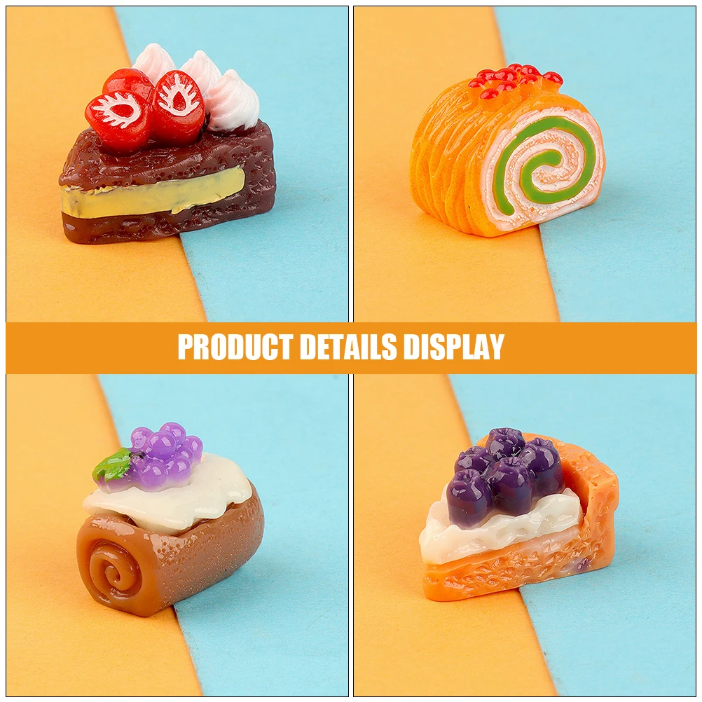 15pcs 3D Fruit Cake Dessert Fake Model Mini Pretend Food Decorative Simulated Miniature Kitchen House Play Toy Prop