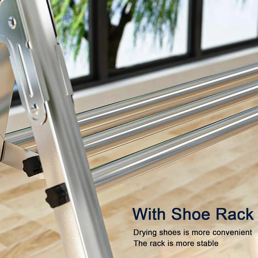 Space-Saving Indoor Stainless Steel Clothes Drying Rack, Foldable, 60kg Capacity, 200cm Length