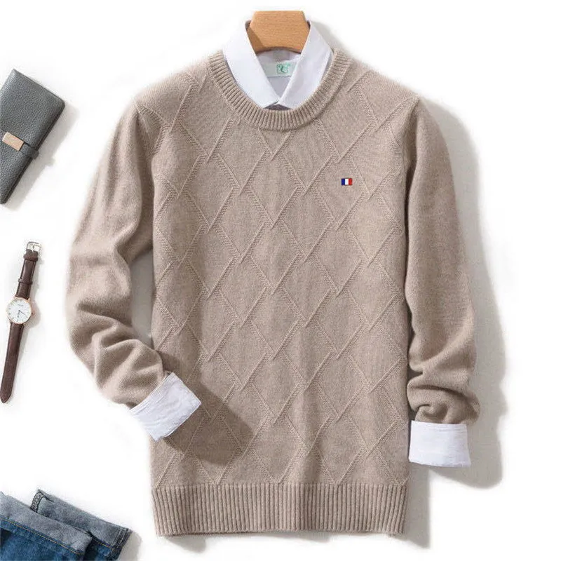 

Cashmere Sweater Thick Men Wool Autumn Winter Jersey Jumper Robe Hombre Pull Homme Pullover Male O-neck Knitted Wool Sweaters