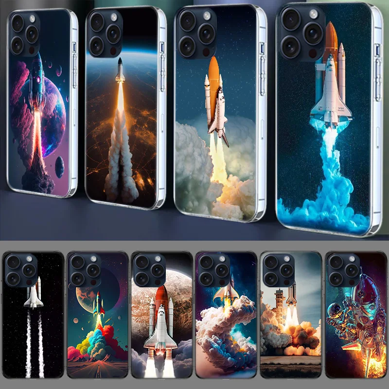 Space Shuttle Navigation Clear Case For Apple iPhone 12 13 Mini TPU 11 14+ 15 16 Pro Max Capa Plus XR X XS Max Phone Cover Silic