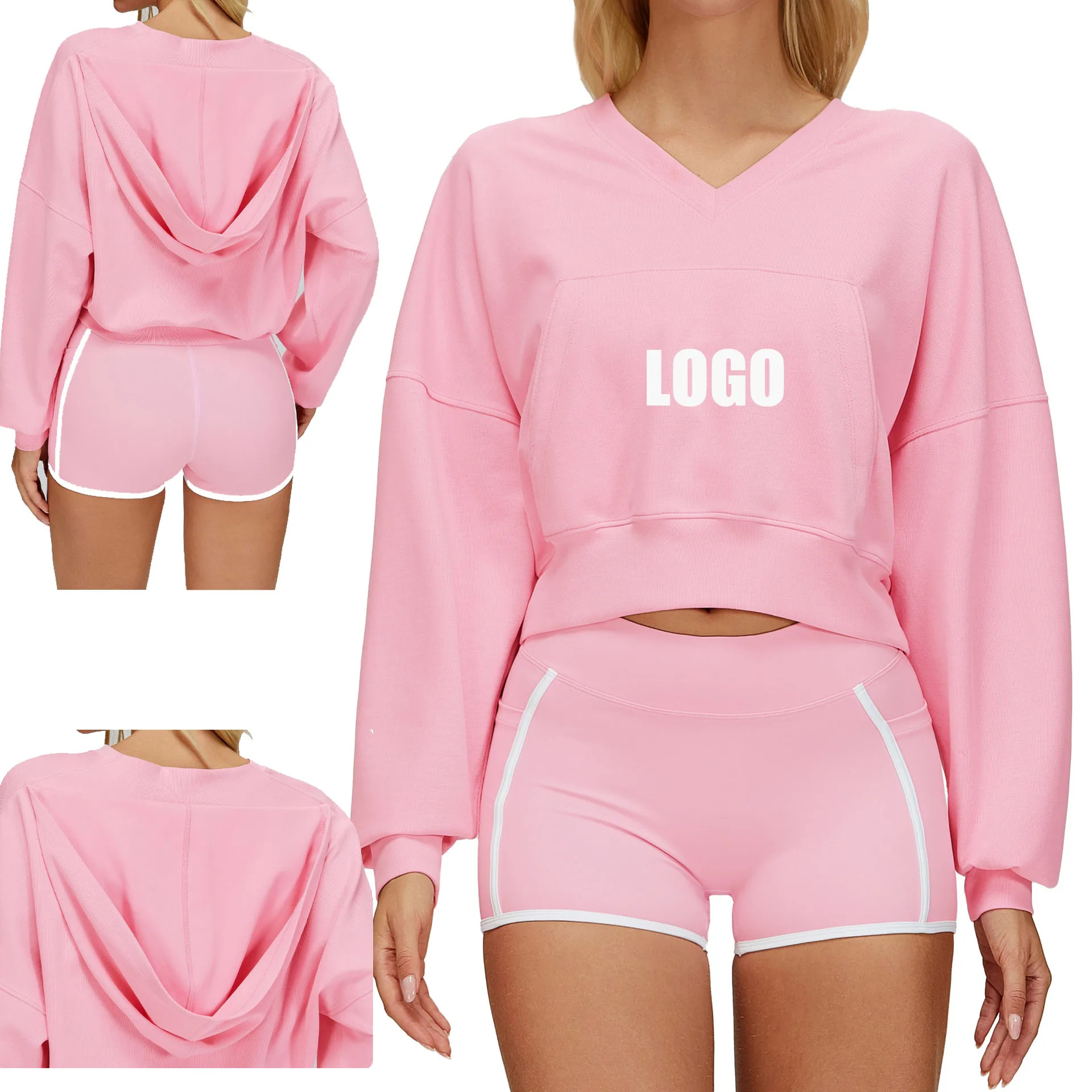 

Custom LOGO hooded sweater warm and windproof casual loose sports sweater outdoor mountaineering running cycling jacket