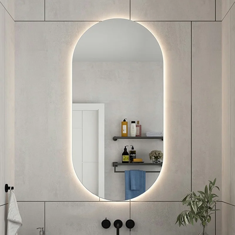 

Nordic Oval Mirror Wall Mounted Makeup Washroom Fogless Bathroom Mirror Bedroom Cleaning Miroir Salle De Bain Bathroom Fixtures