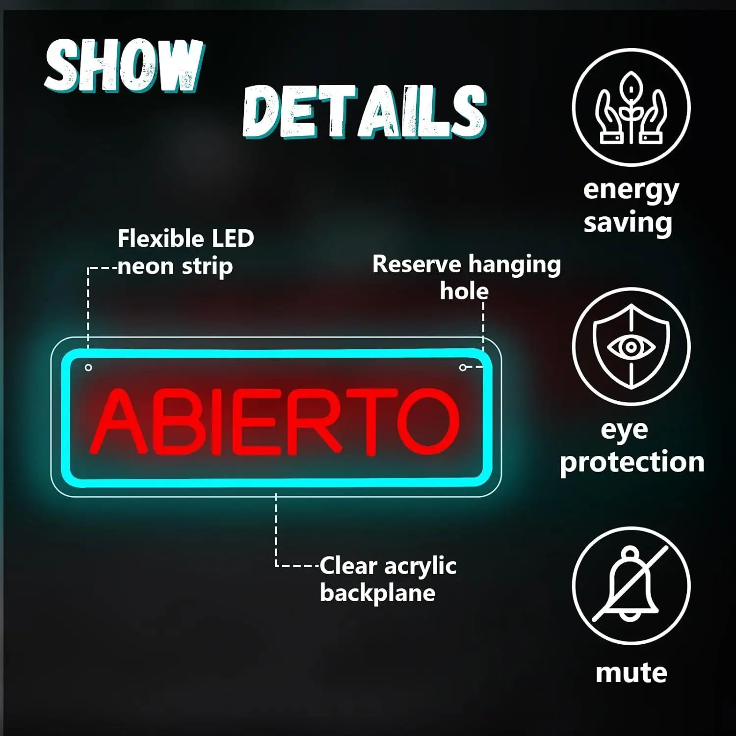 Abierto Open Neon Sign Dimmable USB LED Light for Bar Restaurant Coffee Shop Salon Store Business Wall Window Display Art Sign view 4