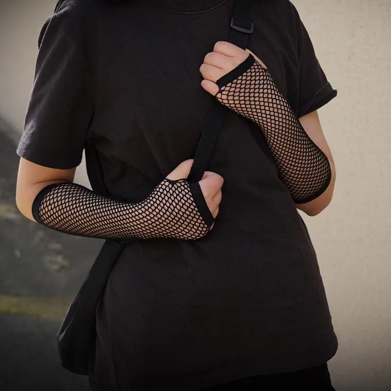 Stylish Long Black Fishnet Gloves Womens Fingerless Gloves Girls Dance Gothic Punk Rock Costume Fancy Gloves