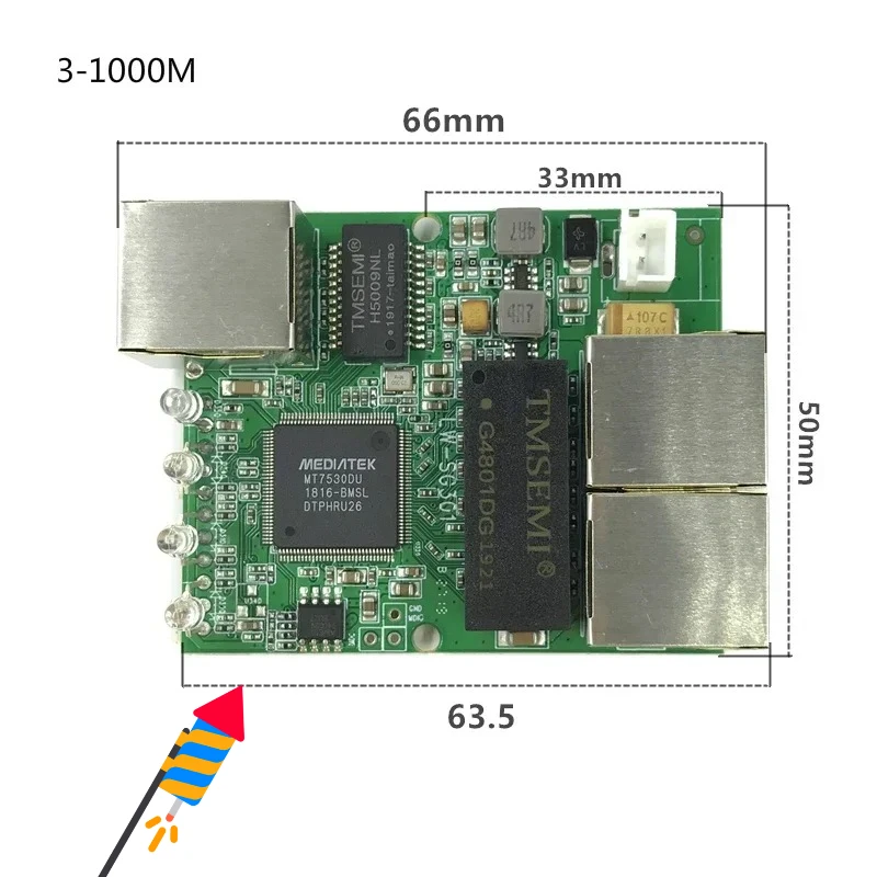 3/4port Gigabit switch module is  PCBA board 3/4port 10/100/1000m contact port mini switch module din 5 pin cable