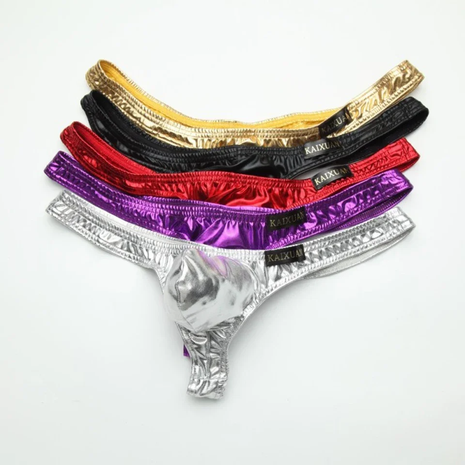 

Low Waist Mens G Strings Underpants Breathable Shiny Nylon Spandex Fabric Thongs with Penises Bag for All Day Comfort