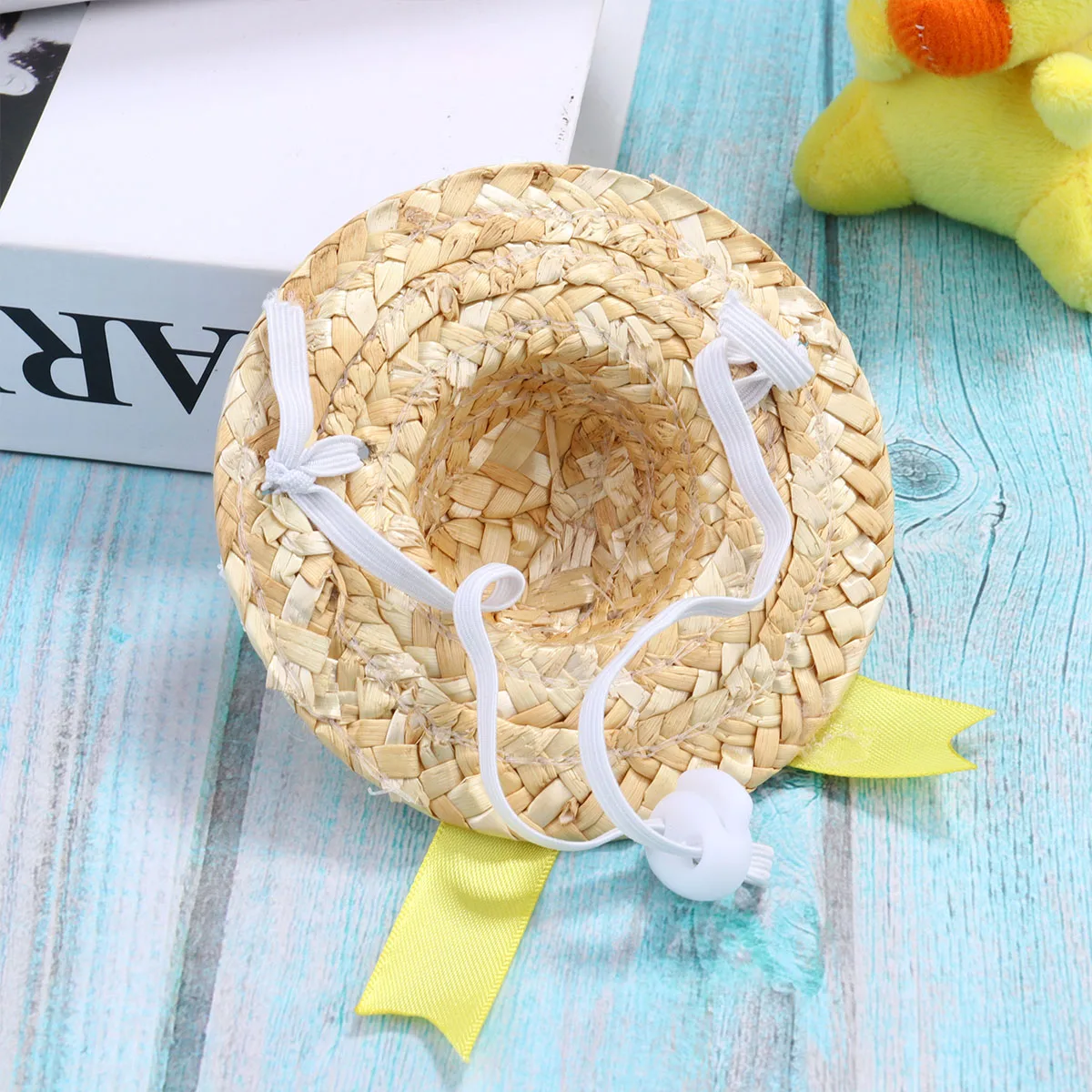 

1pc Straw Woven Pet Hat Adorable Cat Sun Block Costume Comfortable Party Photo Size For Dogs Cats Pet Accessories