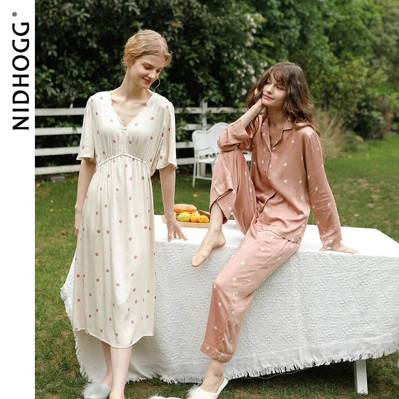 Autumn Gentle Long Skirt Fairy Satin Nightgowns V-Neck Sleeping Dress Short-sleeved Women Nightwear Waist Show Thin Sleepwear