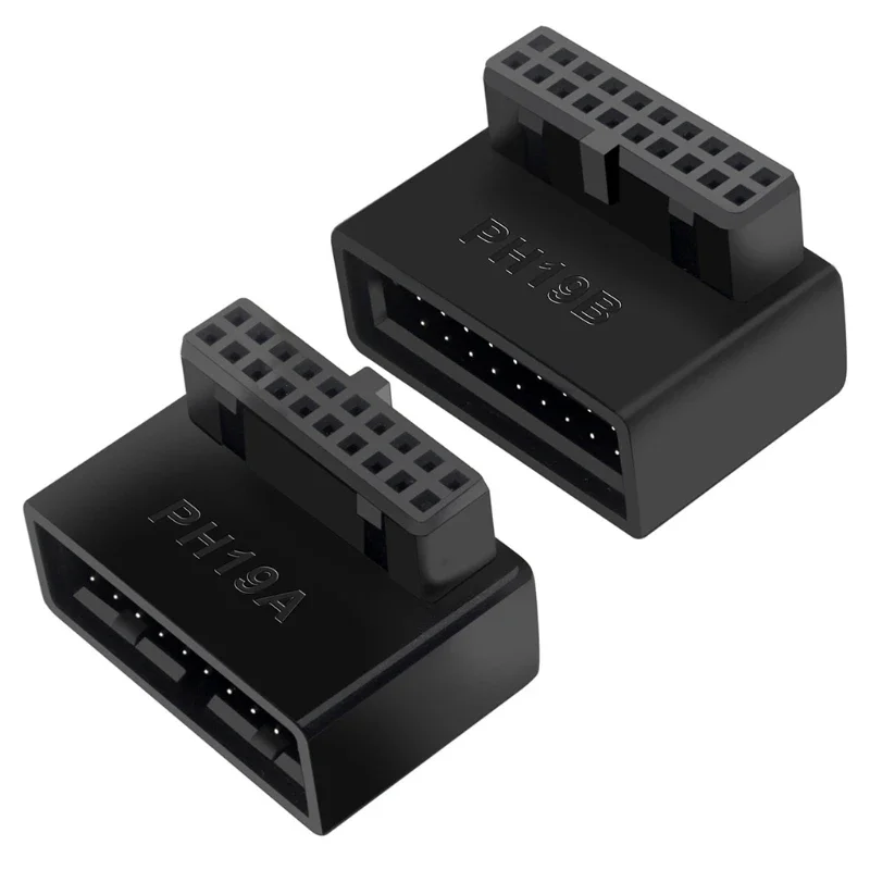 

Desktop Computer Motherboard USB 3.0 Connection Adapter 19p 20p Vertical Plug Needle 90° Turn Installed Steering Elbow