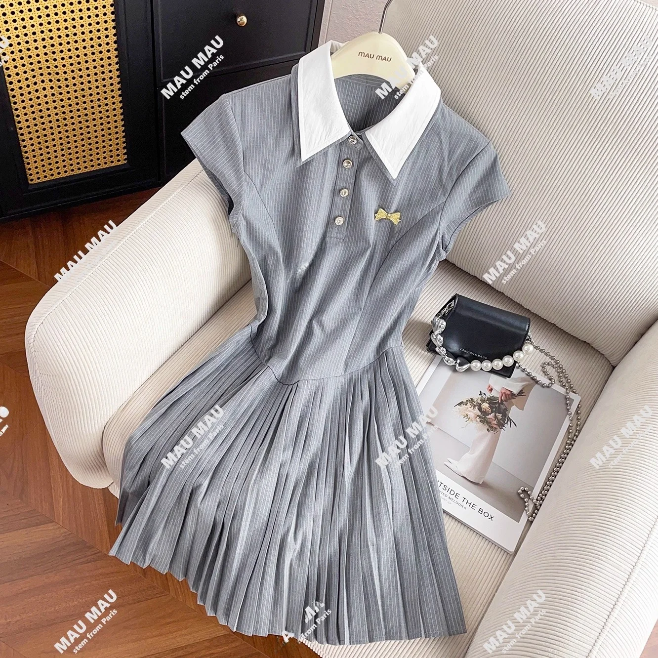 

Summer New Women's ort Sve Pleated Dr High Waist A-Line Skirt Korean Sle Commute Soft Fabric Micro Elastici