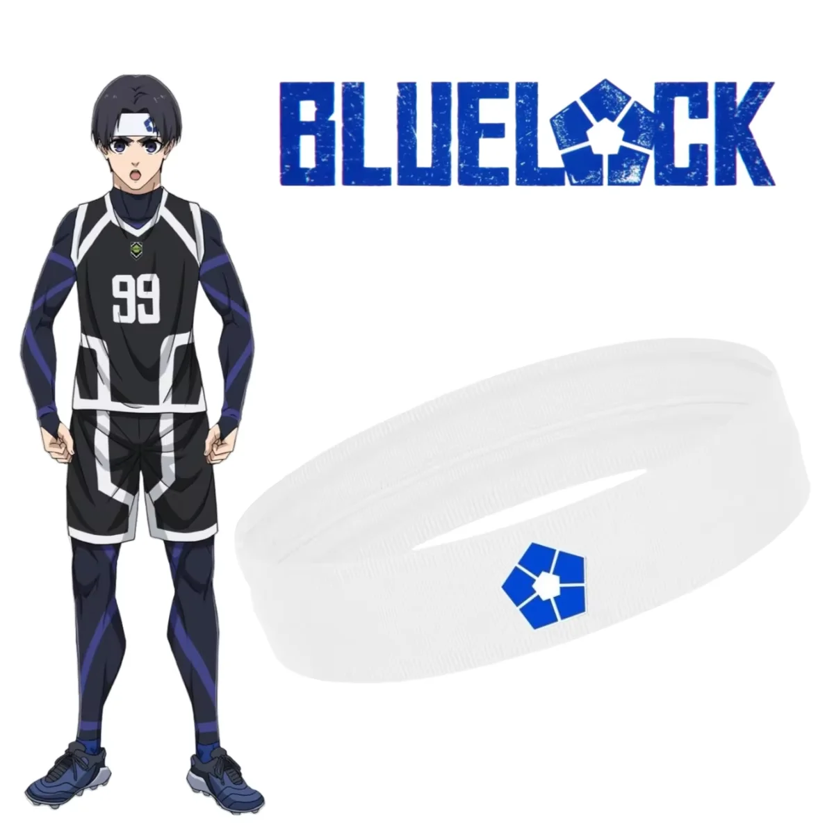

Anime Blue Lock Nanase Nijirou Headband Elastic Football Headscarf White Cosplay Headwear Halloween Party Cos Accessory