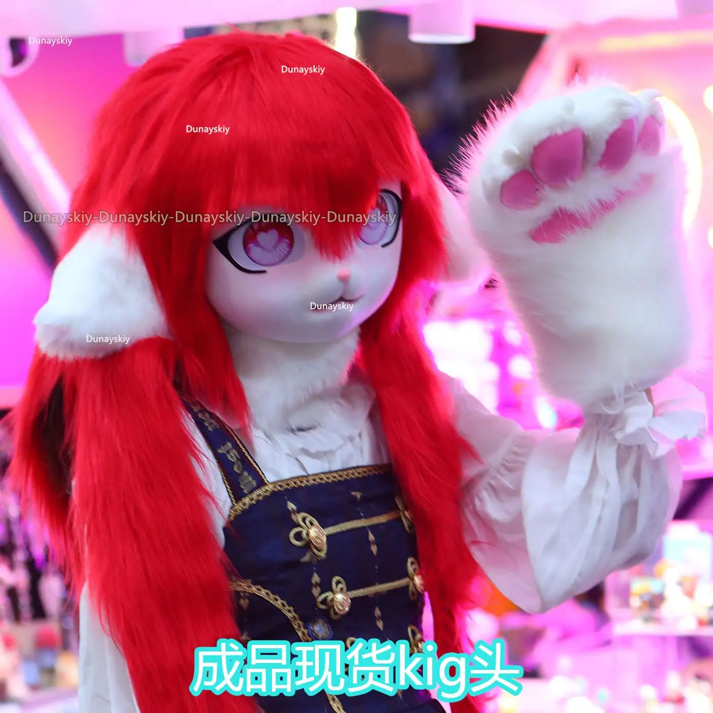 Fursuit Long-hair Animal Head Beast Costume Single-head Kig Full Face Mask Fursuit Furry Head Custom Costumes Lolita Dress UP