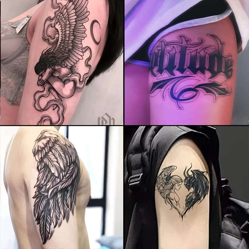 

4 large herbal tattoo stickers, lasting 7 to 15 days, waterproof and wear-resistant, with a realistic effect