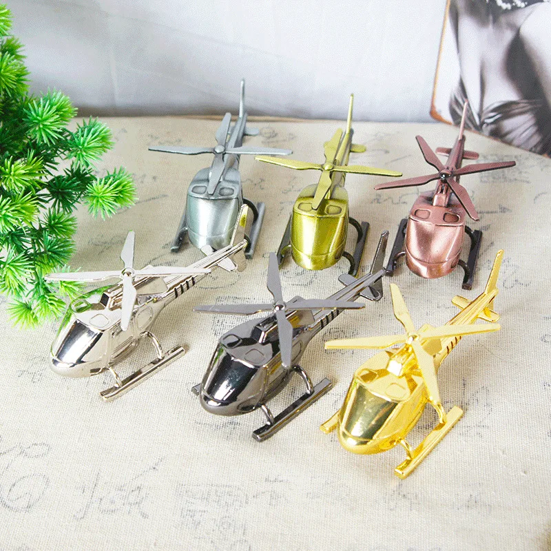 Helicopter Model Zinc Alloy Copter Creative Home Desktop Decorations Aircraft Model Decorative Crafts for Children Birthday Gift