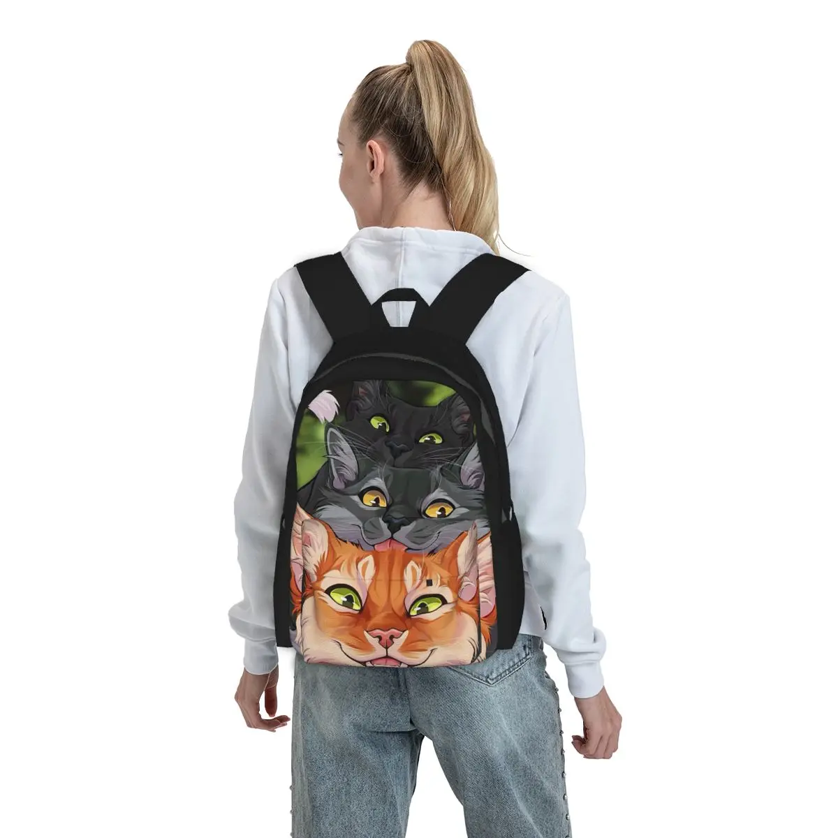 Warrior Cats Backpack Boys Girls BookBag Kids School Bag Laptop Shoulder Bags for Men Women