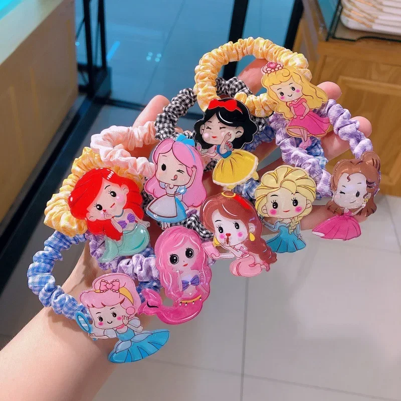 

Disney acrylic Q version mermaid princess intestinal circle children cartoon cute lovesa hair loop hair fabric hair rope