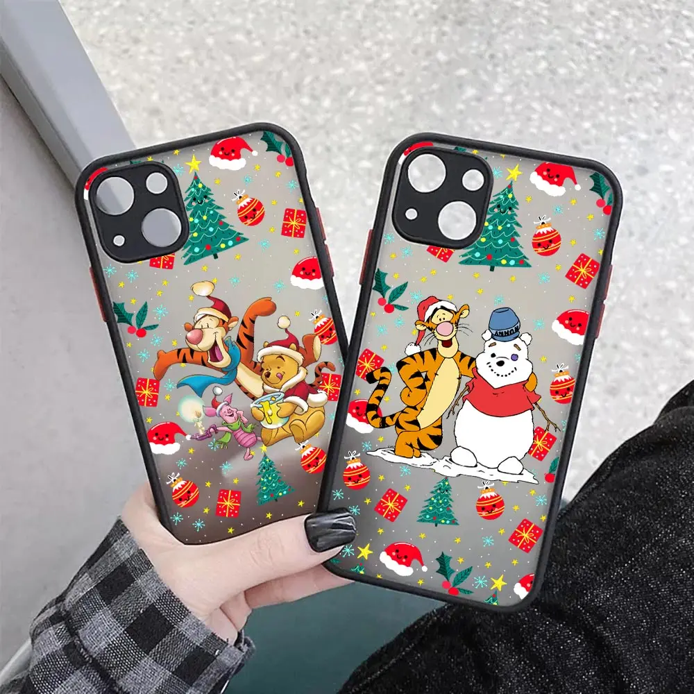 Christmas W-Winnie The Poohs Armor Matte Apple Case For iPhone 15 14 13 12 11 Pro Max XR XS X 7 8 Plus Funda Cover Piglet Tigger