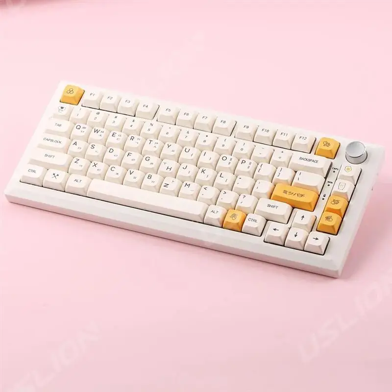 140 kunci tema susu madu XDA kunci PBT pewarna sublimasi Korea topi kunci inggris Jepang untuk Keyboard mekanik game