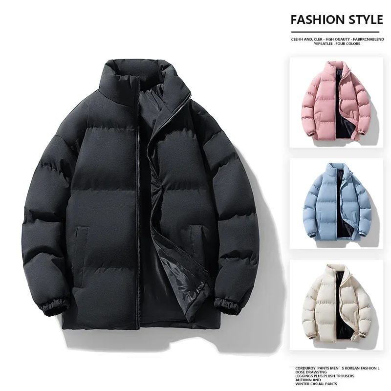 

Solid Color Casual Cotton Parkas Mens Women's Fashionable Easy Wear Winter Parkas Men's Thick Warm Men's Standing Collar Parkas