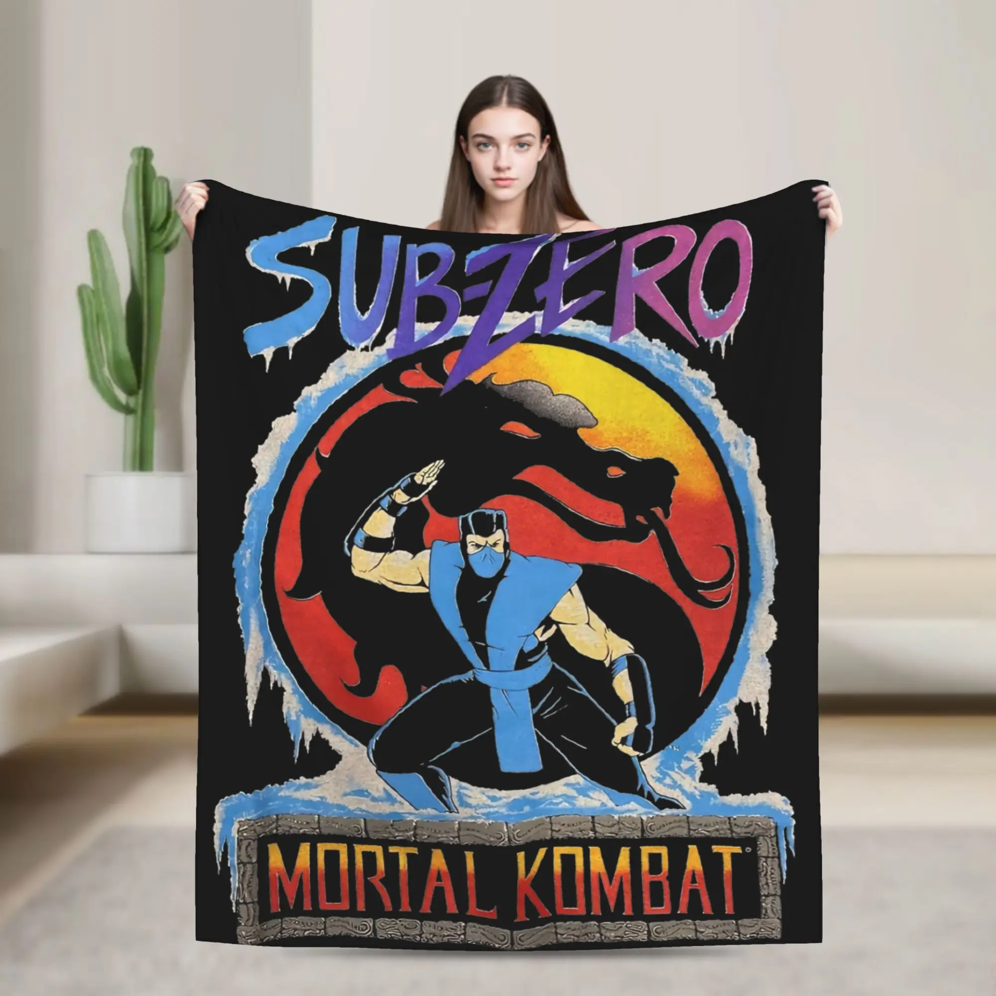 Mantas de lana Mortal Kombat Vintage Sub Zero, manta súper suave de verano para el hogar, viajes, colcha fina de felpa