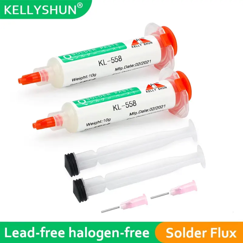 

KELLYSHUN NC-559-ASM Flux Syringe No Clean Welding Flux for Soldering SMD LED BGA Repair Tools Lead Free Solder Paste Rosin 10g