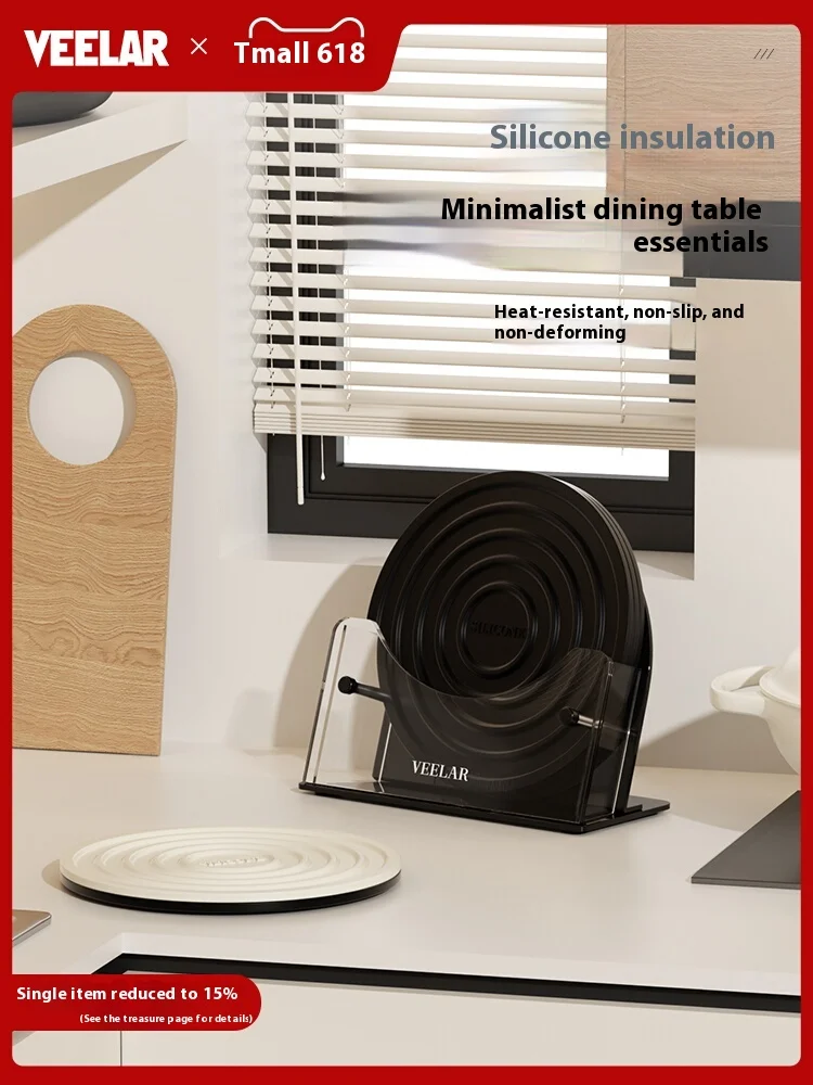 

Silicone thermal insulation mat kitchen pot coaster, bowl anti-scalding dining table premium plate