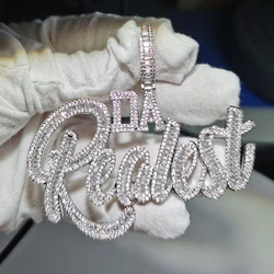 Da Realest Letter Pendant Full Paved 5A Cubic Zirconia Luxury Iced Out Bling Sparking Men Hip Hop Necklace