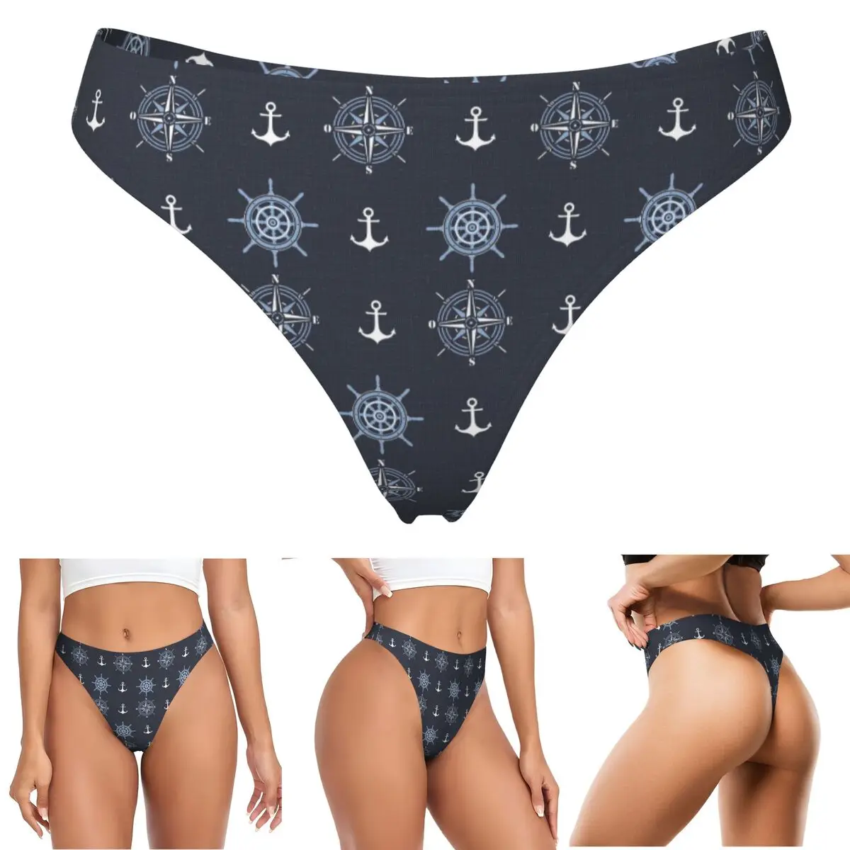 calcinha-g-string-personalizada-com-estampa-de-bussola-nautica-e-Ancora-respiravel-confortavel-e-elastica-para-mulheres