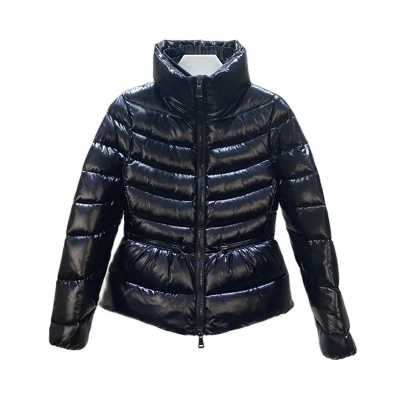 Chaqueta de plumón de color liso con cuello levantado para mujer, ropa cálida de alta calidad, novedad de invierno, n. ° 3