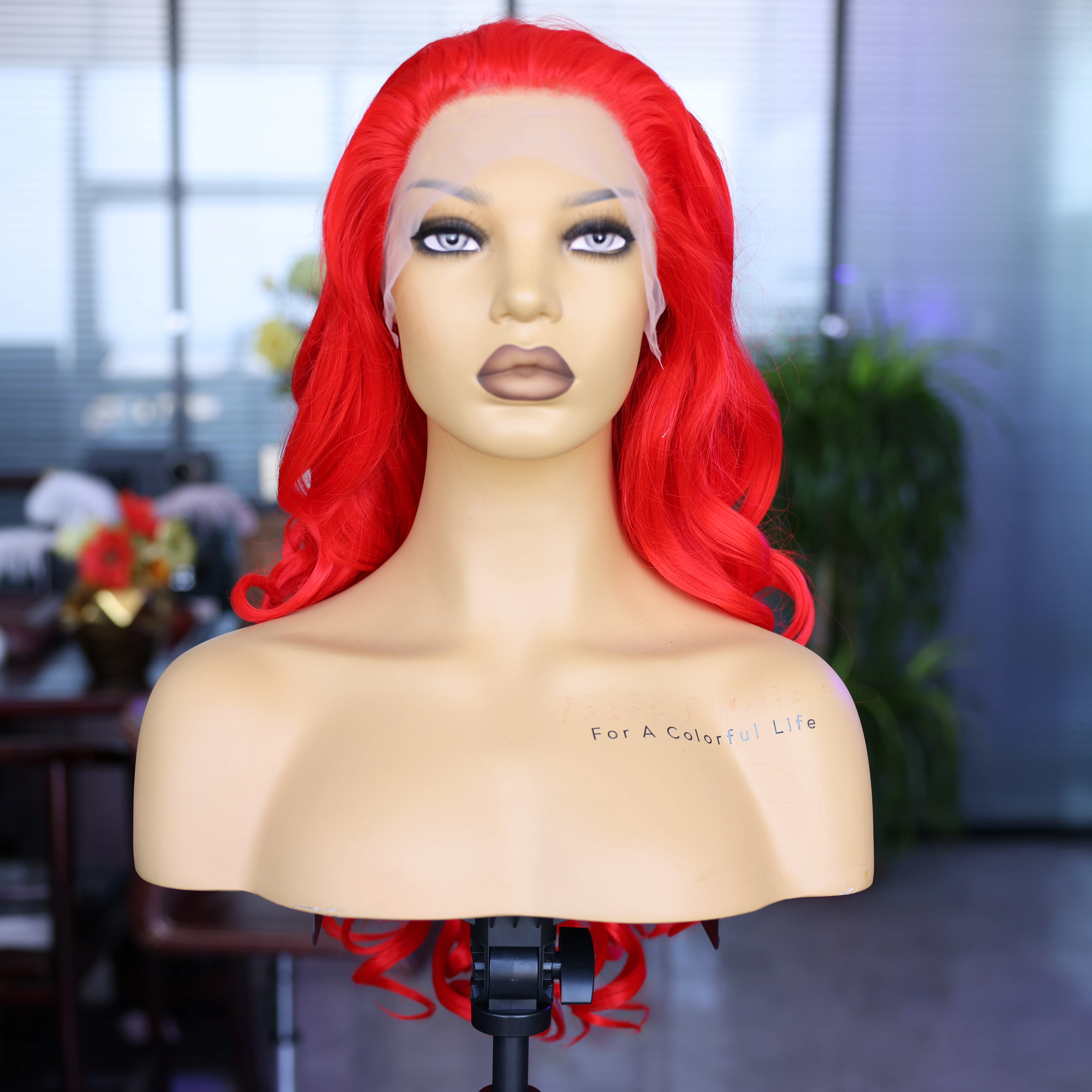 Long Curly Red Synthetic Wig Natural Hair Line Daily Wear Cosplay Travel Wig Suitable for Women Fluffy High Temperature