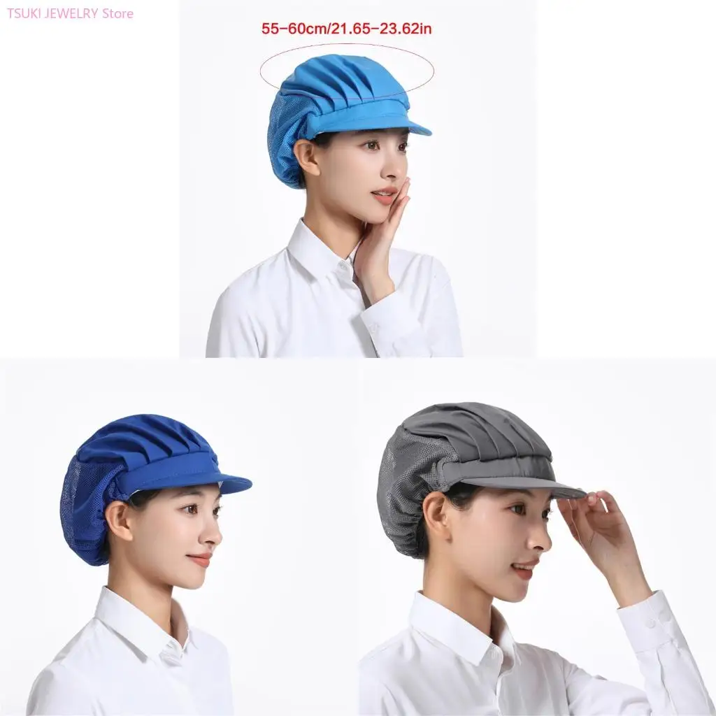 62ke-調理スタッフ用のゴムバンドとヘアネットデザインのプロフェッショナルワークハット