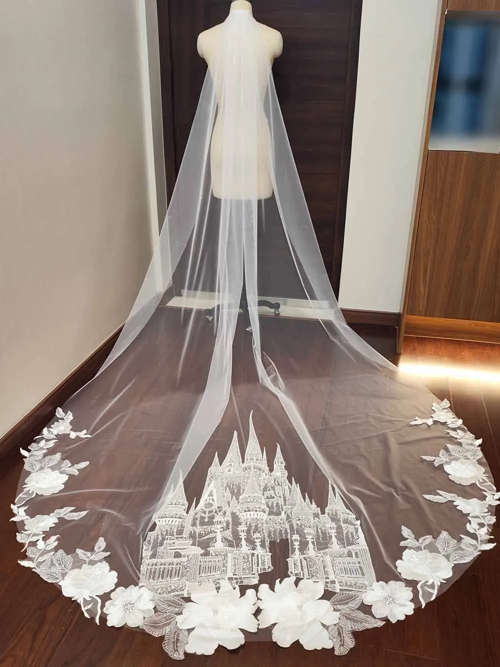 Fairytale Flowers Castle Wedding Veil 118