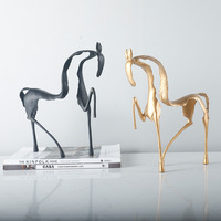 Simple Creative Metal Hollow Out Horse Desktop Ornament Animal Sculpture Living Room Decoration Abstract Crafts Home Decoration