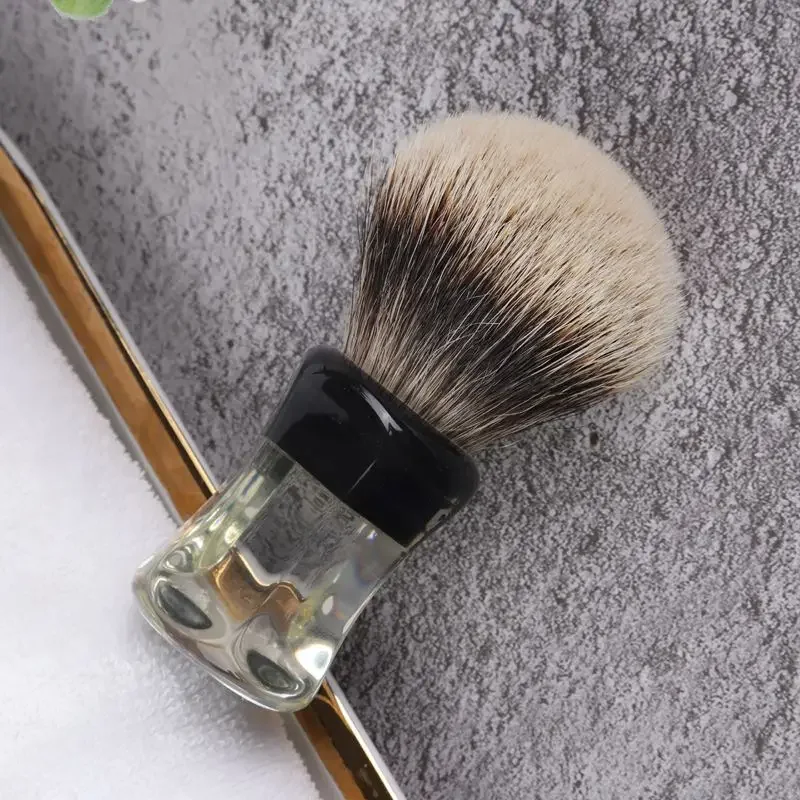 YAQI 24mm Two Band Badger Hair Clear Handle Beard brush Men Wet Shaving Brush Provide Professional Comfortable Shaving Essential
