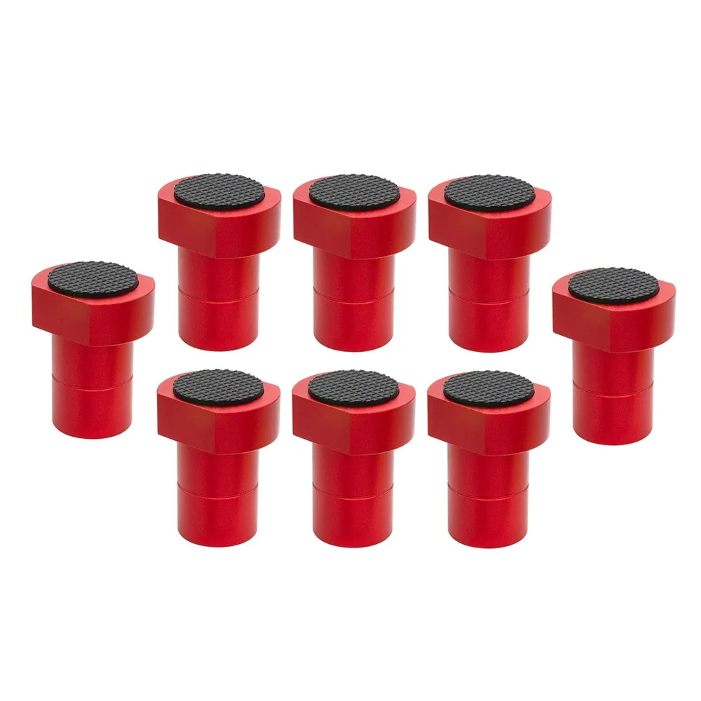 8 PCS Aluminum Alloy Bench Dogs 3/4 Inch / 19mm Red Bench Dog Clamp Non-Slip Pads Workbench Dogs